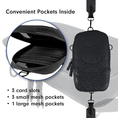 Sonix x Sanrio Universal Phone Pouch | Crossbody Bag for Cell Phone, 3-in-1 Phone Purse Wallet | Hello Kitty Black Bows | Vegan Pebbled Leather - Matte Black4