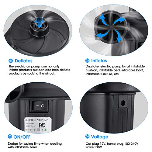 Electric Air Pump For Inflatable, Air Mattress Pump, Quick Fill Inflator Deflator Air Pump Perfect For Outdoor Camping Inflatable Boat Blow Up Pool Water Toy Car Air Bed #TOP1