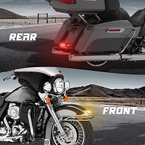 Quasco Front Rear Fender Lights, Led Fender Tip Brake Tail Light Compatible With Harley Electra Glide Road King Softail Heritage Touring - Smoked Lens #TOP5