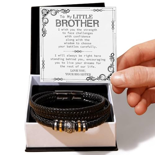 Image of To My Brother Bracelet, Bracelet for Brother from Sister, Gifts from Mom and Dad, Birthday Gift with Message Card and Box