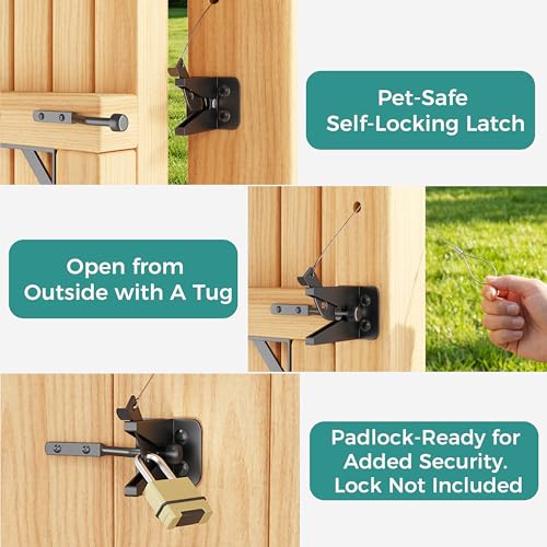 Image of Anti Sag Wooden Gate Hardware Kit, Corner Bracket Frame Brace for Wood Gate with Self-Lock Latch, Heavy Duty for Outdoor Deck Fence Porch Shed Driveway Yard Garden Outside Pool Farm, 2-Pack