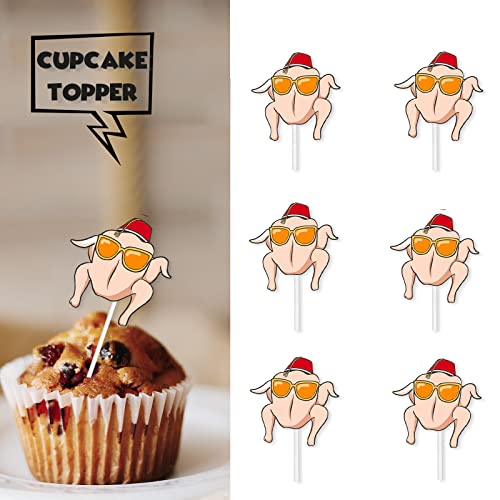 Glitter Dessert Cupcake Topper Thanksgiving Gratitude Turkey Theme Decor For Boy Girl Men Women Happy Birthday Party Decoration Supplies #TOP1