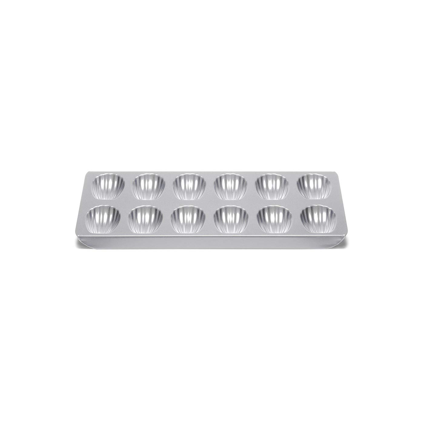 patisse 03648, Płyta 12 Madeleines stalowa powlekana nieprzywierająca Silver Top, forma do malowania, 40 x 19,5 x 2 cm, srebrno-szara