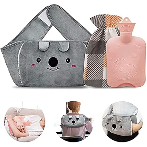 Hot Water Bottles, Rubber Warm Water Bag with 2 Pack Soft Waist Cover Plush Cover, Hot Water Pouch for Pain Relief for Neck, Back, Shoulder and Legs (Pink-Heart 2) Cover