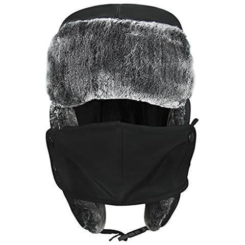 Unisex Kids Teens Girls Boys Faux Fur Winter Warm Trapper Hat with Ear Flaps,Windproof Face Warmer Fleece Thermal Outdoor Snow Ski Russian Ushanka Cap Trapper Trooper Pilot Aviator Hat Headwear Cover