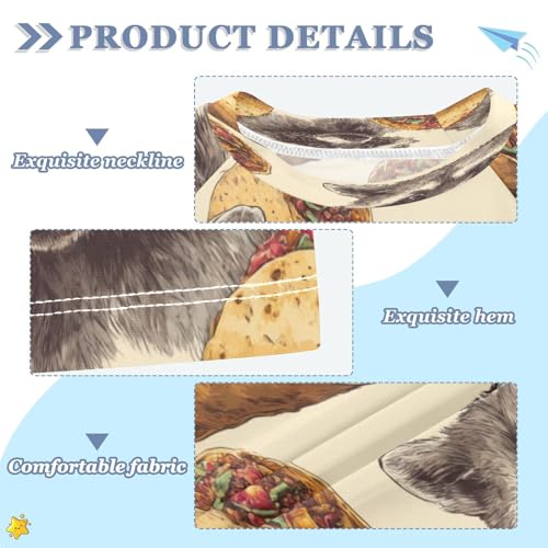 Boys Short Sleeve T-Shirts Raccoon Tacos Food Rashguard Kids Swim Shirts Sun UPF 50+3