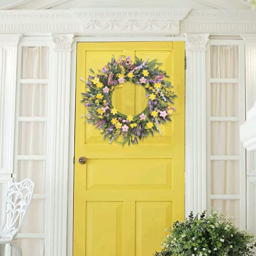 Xyxcmor 24" Spring Wreaths For Front Door Daisy And Lavender Wreath Colorful Floral Wreath For Indoors Wildflower Wreath For Front Door Home Wall Window Garden Farmhouse Decor #TOP4