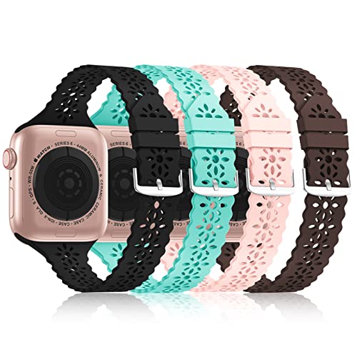 Image of Lace Silicone Bands Compatible with Apple Watch Bands for Women