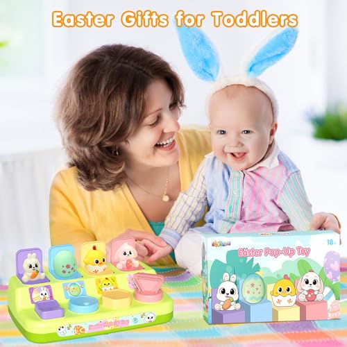 Image of Easter Pop Up Toys for Toddlers, Toddler Toys for Easter Bakset Stuffers, Early Educational Toys, Interactive Pop Up Easter Toys, Easter Toddler Toys for Boys and Girls Age 18+ Months