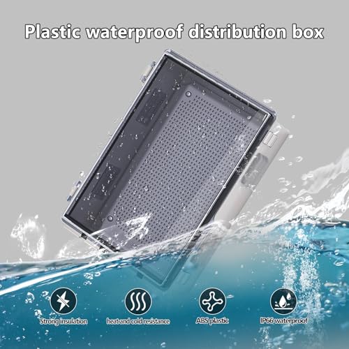 Image of ABS Electrical Junction Box, Ventilated Design, Cable Grommets, IP65 Waterproof Enclosure, Indoor /Outdoor Use with Mounting Panel. (Clear Cover, 15.7 inchx11.8 inchx7.1 inch)