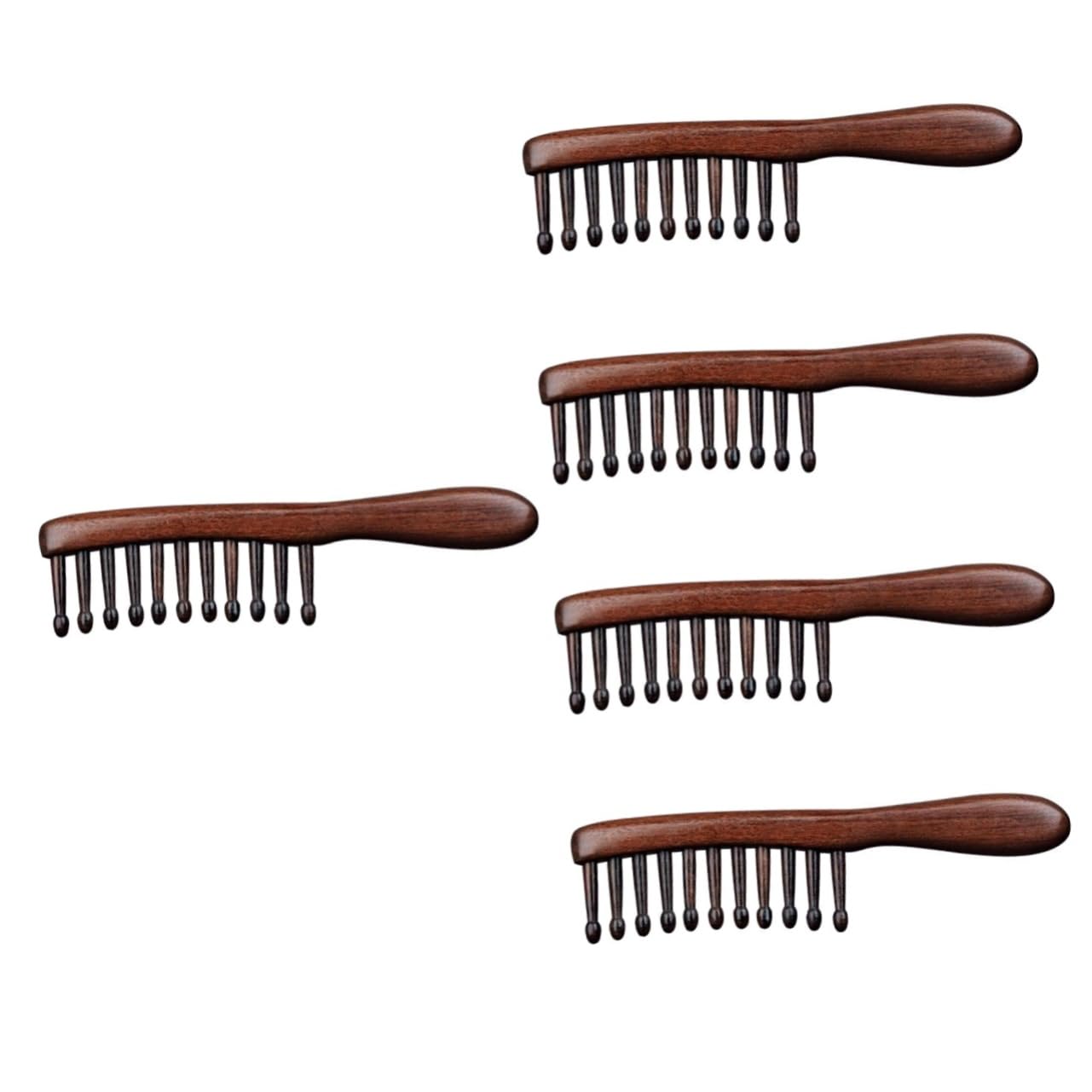 Baluue 5pièces Peigne Bois à Dents Larges Pour Cheveux Bouclés Peigne De Massage Chevelu Bois De Santal Pour Démêler Et Styliser Types De Cheveux