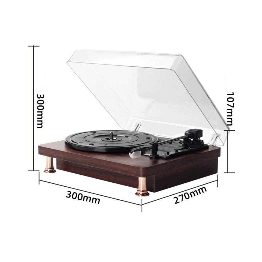 MRKU Giradischi in Vinile, Trasmissione a Cinghia a 3 velocità per Un Suono Superiore, Testina in Ceramica, Altoparlanti Stereo integrati, Ingresso AUX, Uscita RCA e Copertura Antipolvere