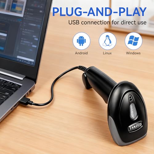 YANZEO Lecteur de codes-barres CCD USB, Plug and Play, numérisation rapide et précise pour livres, bureau, entrepôt, magasin (L1100 CCD) – vue 2