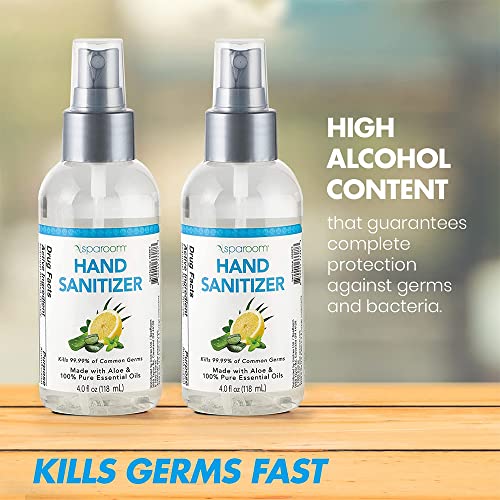 Sparoom Hand Sanitizer Spray, 70% Alcohol With Aloe Vera & Essential Oils, 4 Ounce Spray Bottle (Pack Of 2) #TOP2