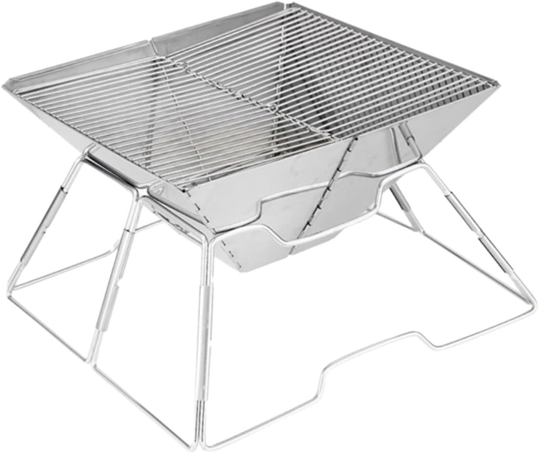 POPETPOP Portable Folding Barbecue Grill for Camping, Wear-resistant Steel Outdoor Bbq Rack, Convenient Tailgating and Hiking Cooking Supply
