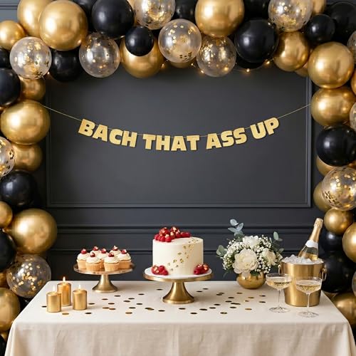 Image of Pre-Strung Bachelorette Gold Glitter Banner - Bachelorette Party Decorations for Her - Party Supplies, Favors and Gifts