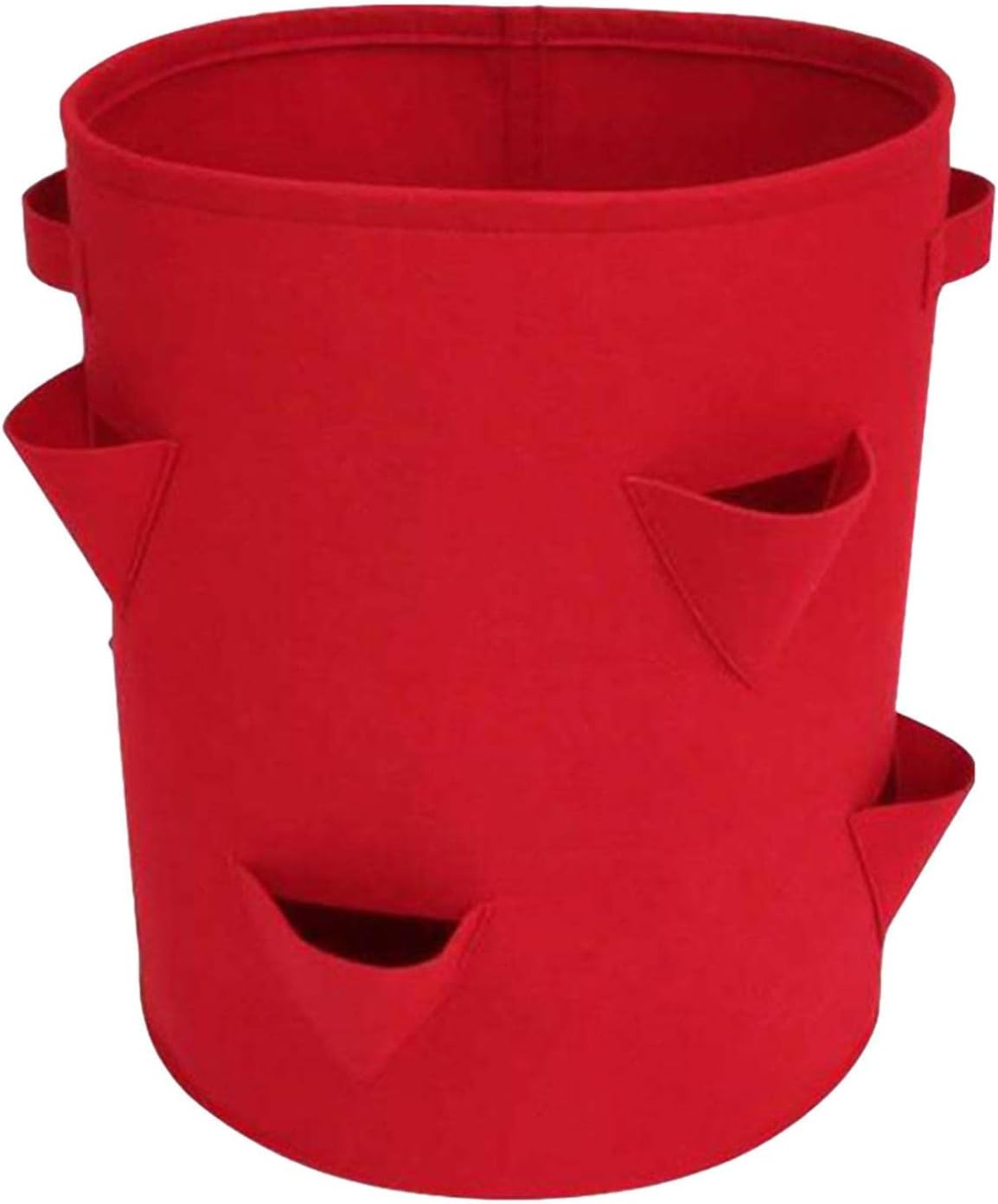 dpityserensio Strawberry Grow Bags, 3 Gallon Strawberry Planter Bag with 8 Side Planting Pockets, Thickened Felt Non-Woven Long Lasting Plant Container, for Balcony Courtyard Gardening (red)