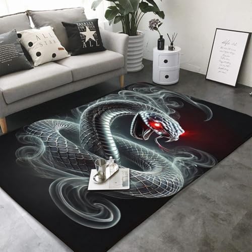 Generisch Alfombra de serpiente impresa en 3D, alfombra decorativa para sala de estar y dormitorio, alfombra antideslizante para balcón y cocina, alfombra de suelo para niños, alfombra de 120 x 160 cm
