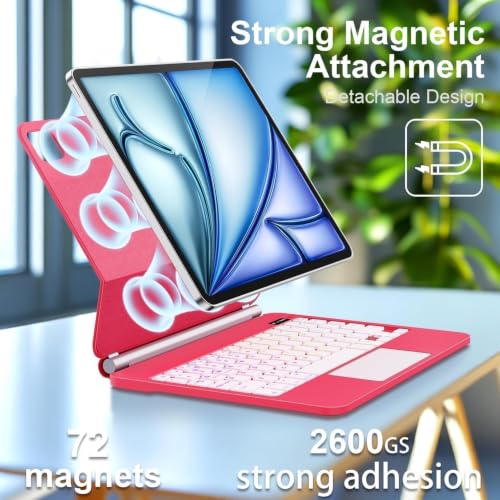 Image of GGQFGTOJ Keyboard Case for iPad Air 13 inch (M4 /2026 /M3 2025 /M2 2024),iPad Pro 12.9 inch (3 /4 /5 /6th Gen)，Magic-Style Magnetic - Floating Cantilever Stand，Backlit Keyboard with Multi-Touch Trackpad