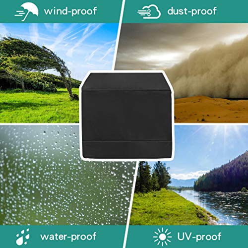 Stanbroil 34" Square Fire Pit Table Cover/Air Conditioner Cover/Furniture Cover - Heavy Duty Weather Resistant 600D Patio Fireplace Cover, Black #TOP4