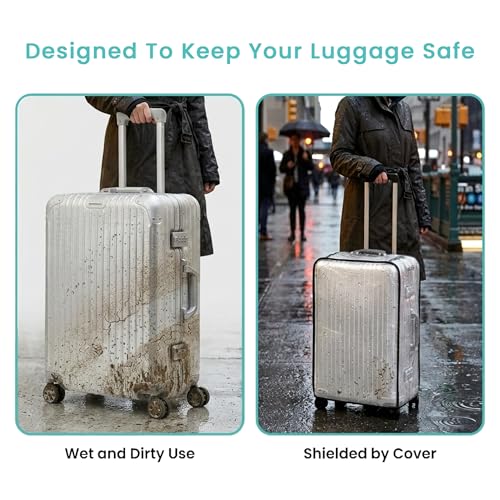 Image of Roughhouse Luggage Cover Set of 3 - Trolley Bag Cover Waterproof, Dustproof, Transparent PVC Suitcase Cover for 20, 24, 28 Inch Trolley Bag | Handle & Trolley Cutout, Travel Bag Cover for Men & Women