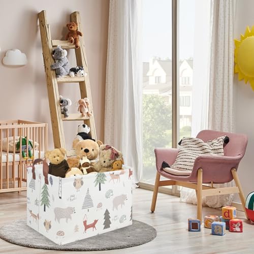 Image of FXOLCSHE Rectangular Animals Basket,Waterproof Storage Bin for Bedroom,Nursery Hamper,Storage Bin for Boys Room Decor,Gift Basket,Animal Room Decor(Animals)