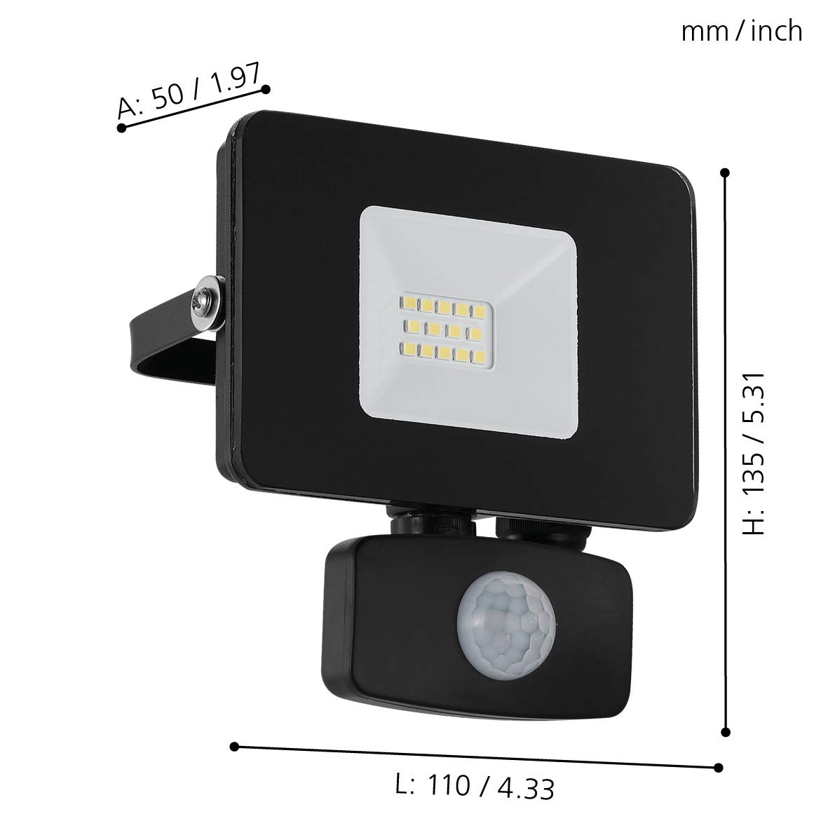 Eglo LED Outdoor Spotlight Faedo 3, 1 Flame Outdoor Light incl. Motion Detector, Sensor wall Spotlight Made of Aluminium - Image 4