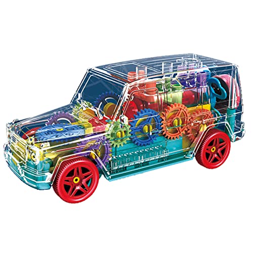 D ETERNAL Transparent Mechanical SUV Jeep Car Toy for Kids with Gear Technology 3D Light Musical Sound & 360 Degree Rotation (SUV Jeep)
