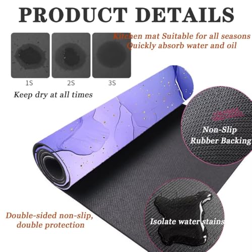 Alfombras de cocina lavables y súper absorbentes con diseño de mármol 4