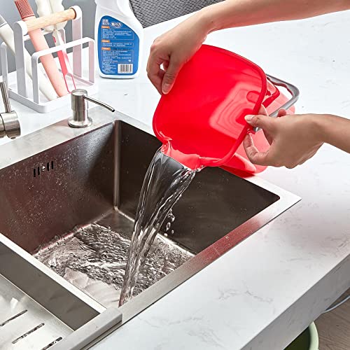 Image of Irenare 1 Pcs Sanitizing Bucket 3 Quart Cleaning Pail Small Detergent Square, Spout and Handle Plastic Utility Sanitizer Buckets for Restaurant Kitchen Home Offices (Red)