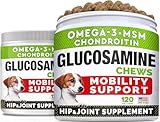STRELLALAB Glucosamine Treats for Dogs - Joint Supplement w/Omega-3 Fish Oil - Chondroitin, MSM - Advanced Mobility Chews - Joint Pain Relief - Hip & Joint Care - Bacon Flavor - 240 Ct - Made in USA