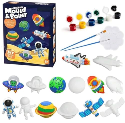 Image of Amitasha DIY Mould Paint Craft kit for Kids, Paint Your Plaster Figurine Set with Pigments, Palette & Mold Art & Craft Set - Educational Toy for 3-12+ Year Old Boys Girls