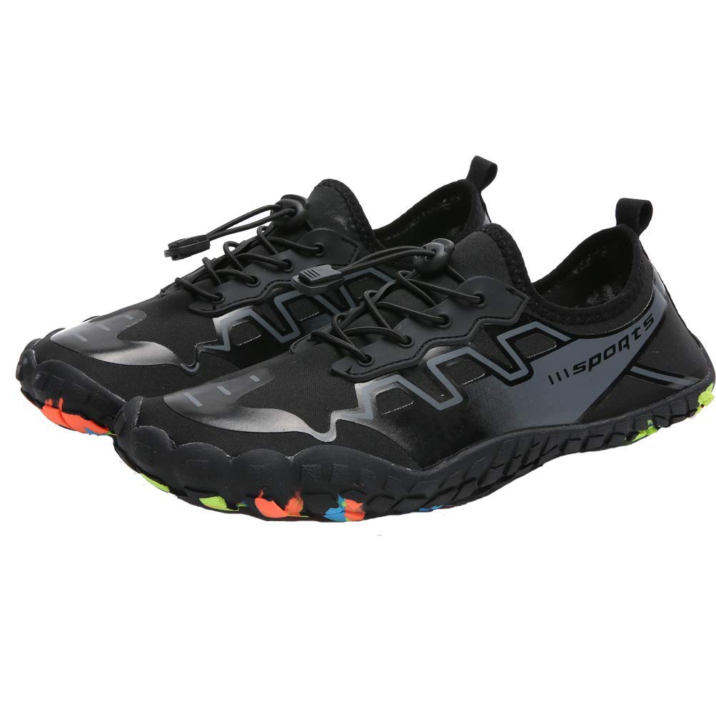 ANEMEL Outdoor Skid-Proof Quick-Drying Swimming Shoes Hiking Fitness Yoga Shoes Couples Outdoor Mountain Climbing Riding Five-Fingered Beach Wading Men's Women's Shoes-Black/Eur41