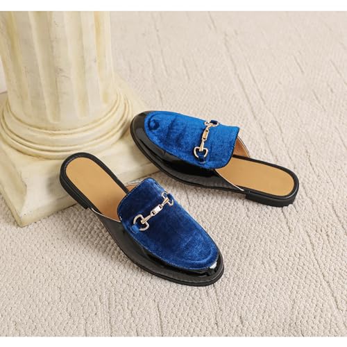 Image of FLQL Men's Leather Scuff Slippers Velvet Slip On Loafers Fashion Backless Mule Clogs Anti-Slip Sandals Slides for Men and Women Designer Size 7-13