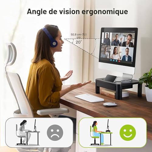 Support de moniteur réglable LORYERGO rehausseur écran PC et imprimante - 7