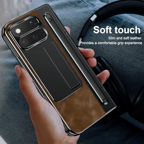 Coque de protection intégrale antichoc pour Pixel 11 Pro Fold en cuir café