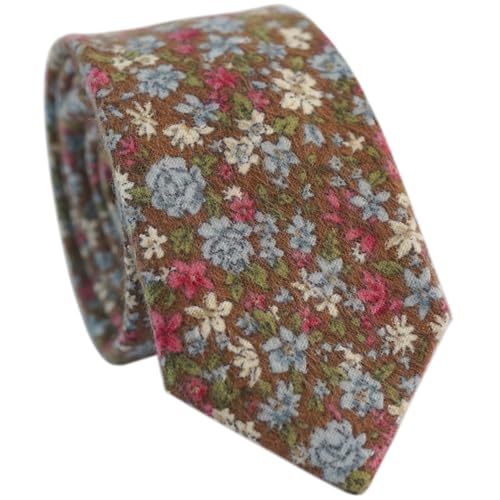Image of BELLUNO Men's Cotton Floral Skinny Tie, 2.5 inch Width, with Gift Box