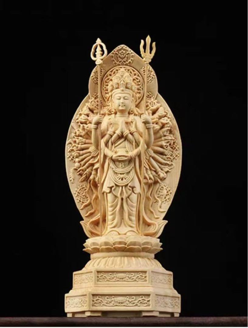 精密彫刻 千手観音です 木彫 千手観音の像です仏像 檜木 高約20cm Amazon.co.jp: 精密彫刻 千手観音です 木彫 千手観音の像です