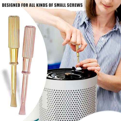 Image of 2 Pcs Screwdriver for Love Bracelet, Titanium Steel Mini Screw Driver, Bracelet Repair Screwdriver, with Non-slip Handle, Gold + Rose Gold