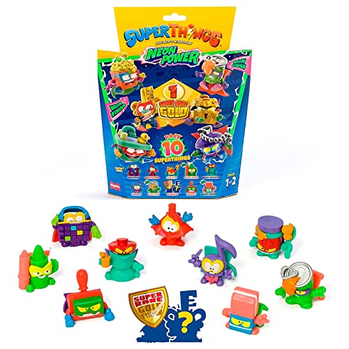 SuperThings Pack de 10 Neon Power-uno de Ellos es 1 fugura Dorada. Surtido 2 Packs Distintos (Magic Box PST11B016IN00)