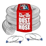 PVC Dust Collection Hose w/4 Thumbscrew Clamps, Puncture Resistant, Carbon Steel Wire, Clear Flexible PVC Dust Collector Hose, Proudly Made in USA (2 1/2