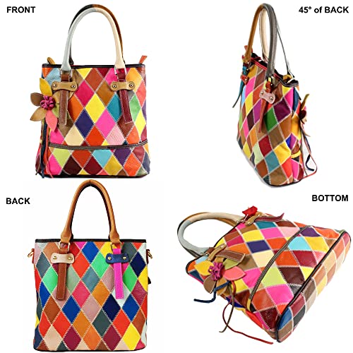 Bolso Tote de cuero genuino para mujer con flores 3D miniatura 4