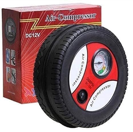 Velocious® Heavy-Duty Metal Electric Car Air Compressor | 12V DC Portable Tire Inflator Pump with Pressure Gauge | High-Pressure 260 PSI for Car, Bike, Auto, Van & SUV