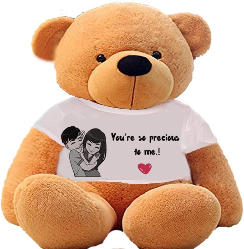 HUG 'n' FEEL SOFT TOYS Big Teddy Bear for Gift of Any Occasion Wearing a â€œYour are so Precious to me T-Shirt 5 feet Brown Plush & Stuffed Toys