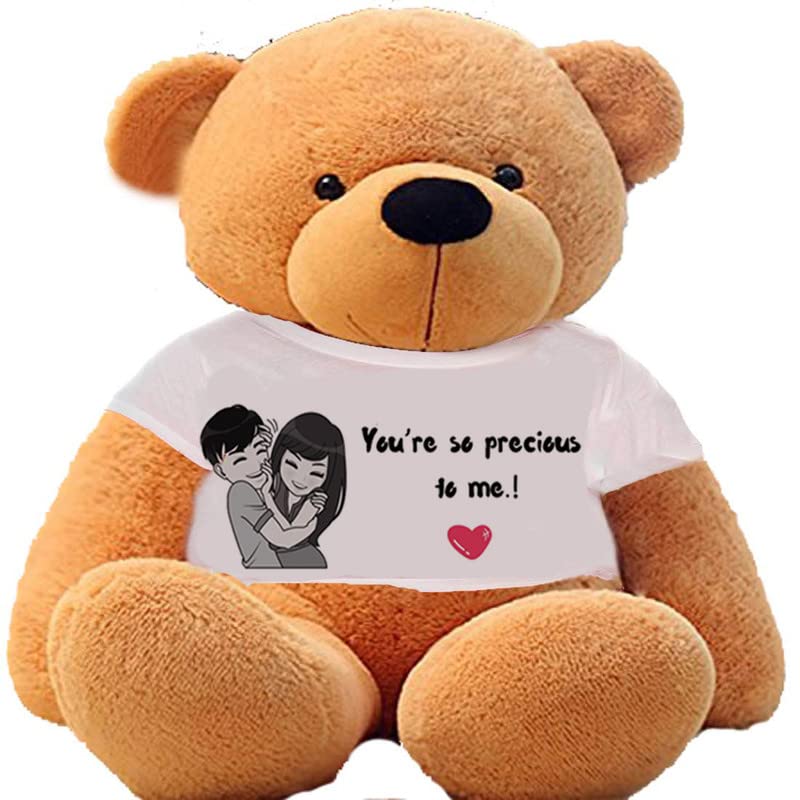 HUG 'n' FEEL SOFT TOYS Big Teddy Bear for Gift of Any Occasion Wearing a â€œYour are so Precious to me T-Shirt 5 feet Brown Plush & Stuffed Toys