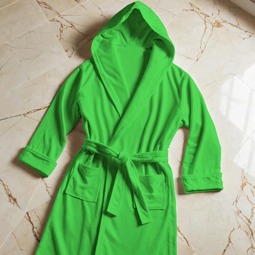 PETTI Artigiani Italiani - Bademantel Microfaser, Bademantel Herren, Bademantel Microfaser Herren, Bademantel Damen, Bademantel Microfaser Damen, Grün, XL, 100% Mikrofaser