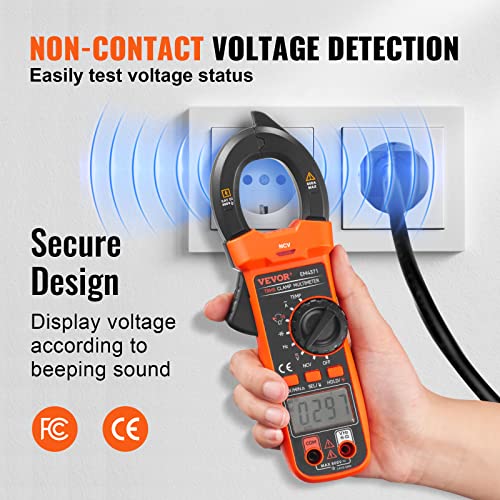 Vevor Digital Clamp Meter T-Rms, 4000 Counts, 600A Clamp Multimeter Tester, Measures Current Voltage Resistance Diodes Continuity Data Retention, W/Ncv For Home Appliance, Railway Industry Maintenance #TOP2