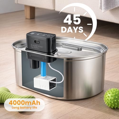 YORKING Stainless Steel Cat Water Fountain 4L/135oz, Automatic Pet Drinking Fountain with with Motion Sensor, Water Level Window, 3 Modes, Wireless Water Bowl for Cats and Dogs - Image 5