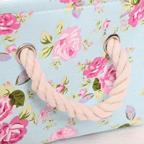 Uxcell Storage Basket Bin With Rope Handles, Decorative Fabric Laundry Basket For Clothes Toy Closet Organizer,Floral (Medium -15.7"X11.8"X8.3") #TOP7