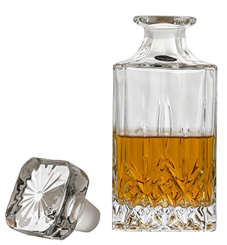 Amlong Crystal Lead Free Crystal Liquor Decanter with Stopper, Rectangular - Thumbnail 3